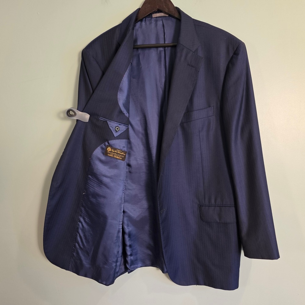 Daniel Cremieux Loro Piana Super 170s Wool Silk Blazer Navy Blue 44R USA Made